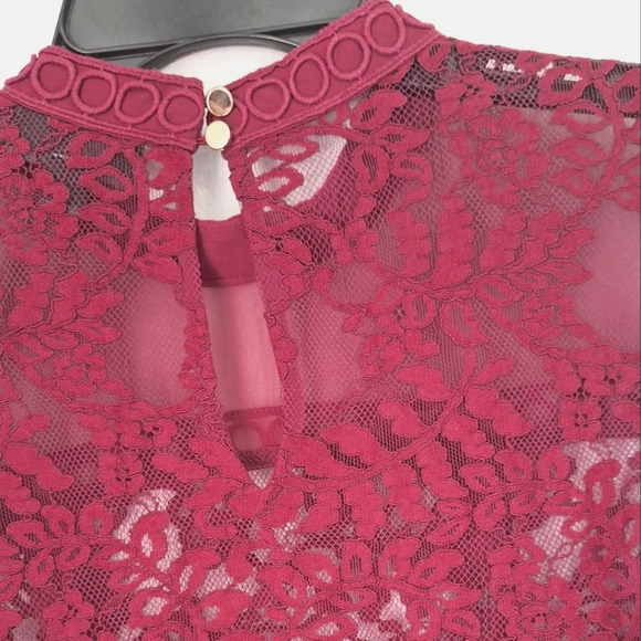 BOLD elements transparent Long-sleeved women's Blouse in Wine red Size M - Picture 4 of 9